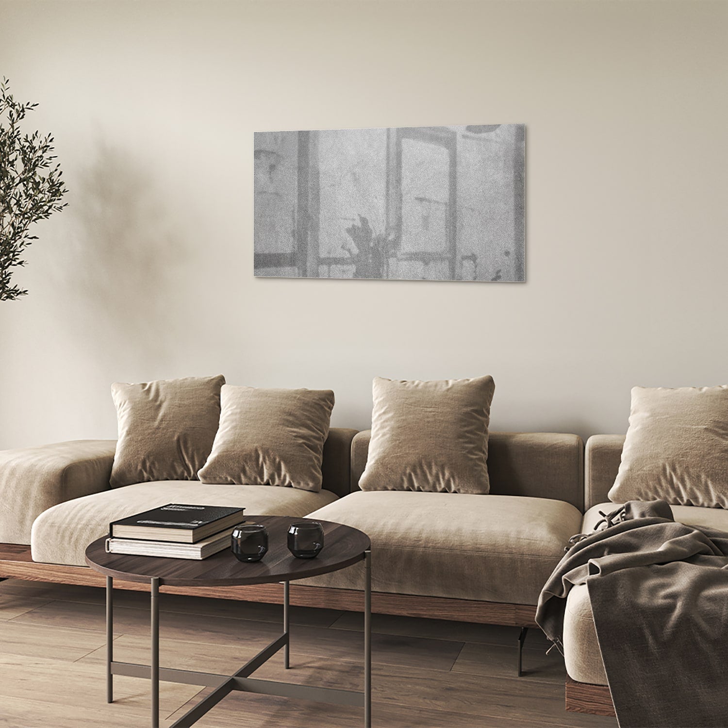Minimalistisches Glasbild mit Händen – Glasbild aus Sicherheitsglas, Größe 100x60