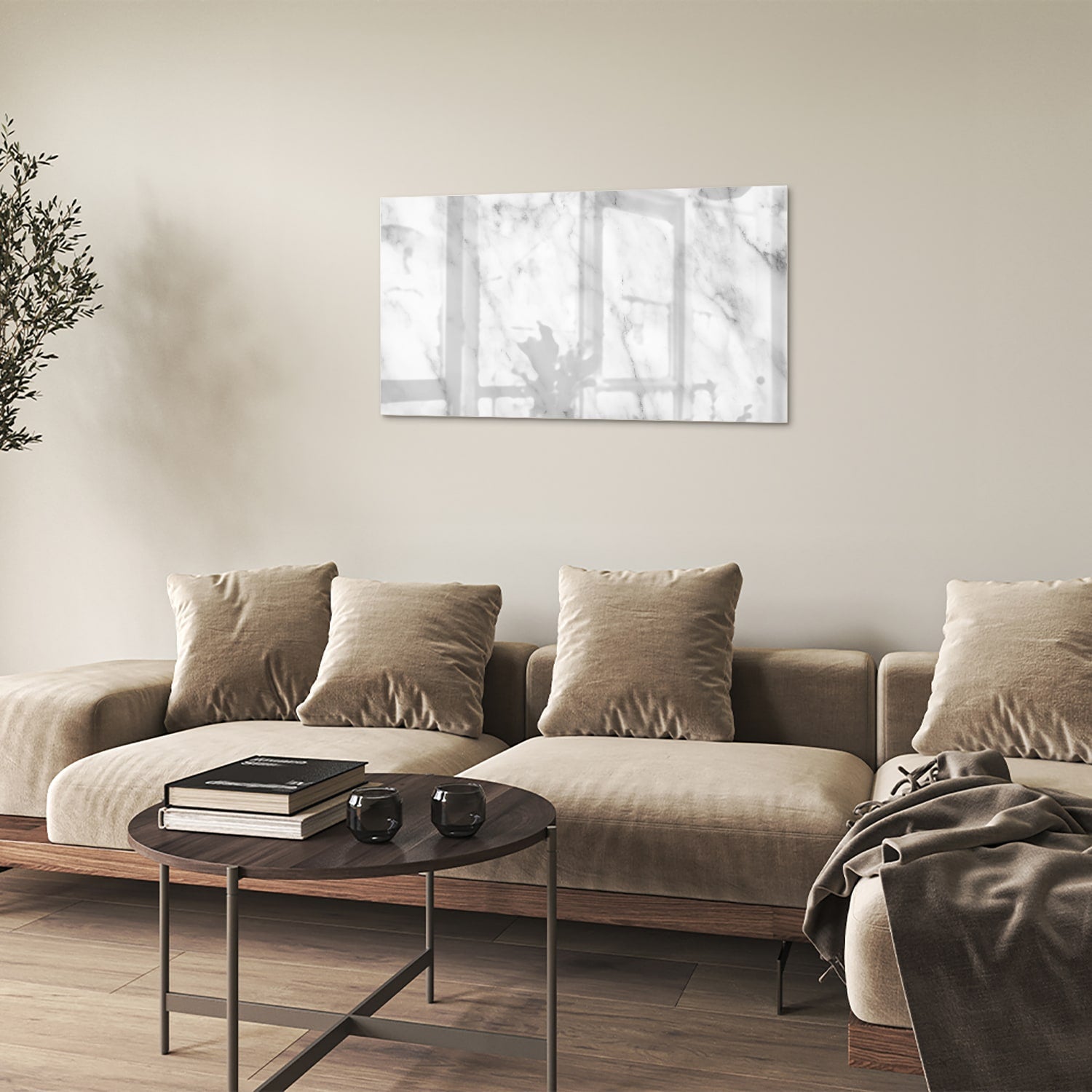 Elegantes Glasbild mit Marmoreffekt – Glasbild aus Sicherheitsglas, Größe 100x60