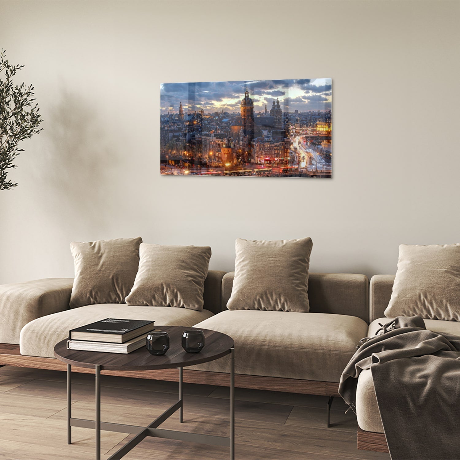 Stimmungsvolles Glasbild mit urbaner Landschaft – Glasbild aus Sicherheitsglas, Größe 100x60