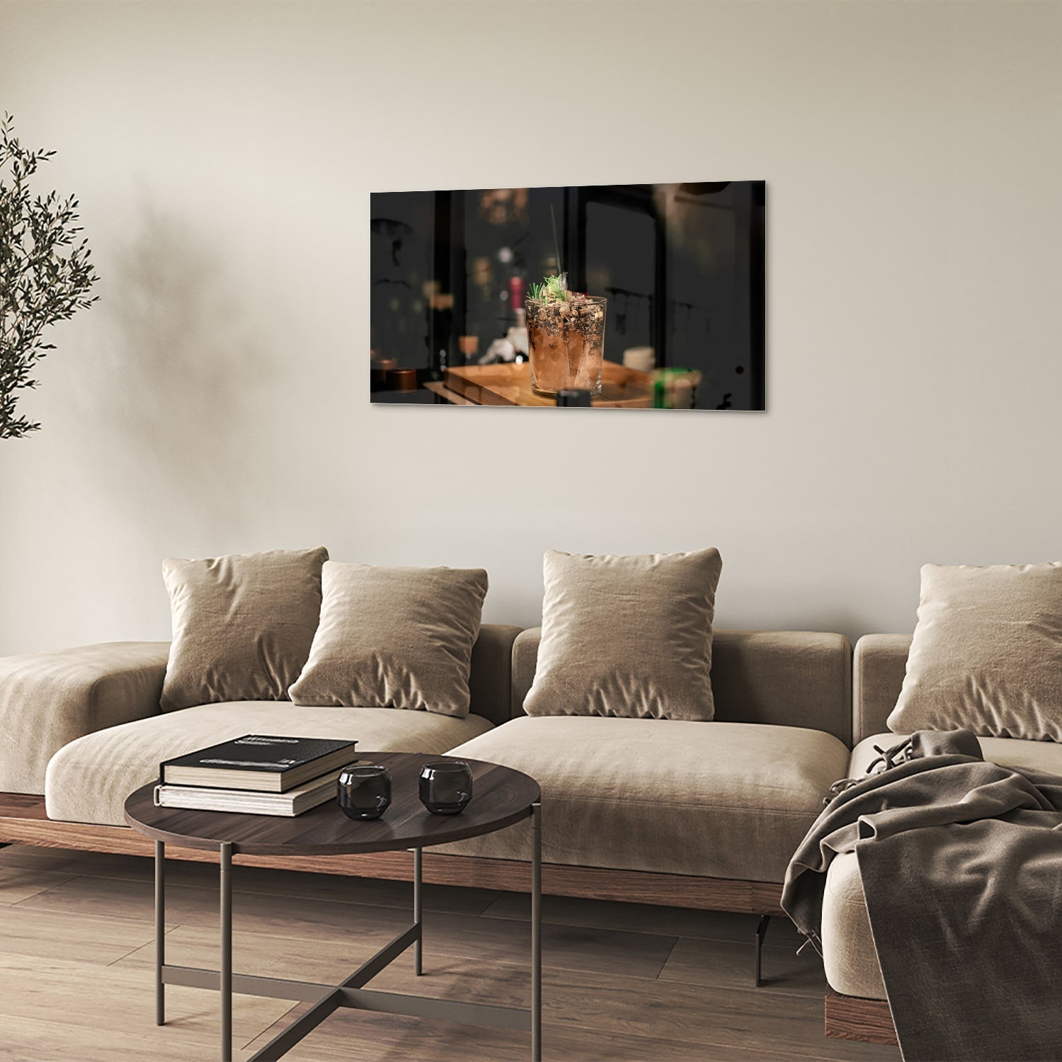 Stilvolles Glasbild mit einem Cocktail – Glasbild aus Sicherheitsglas, Größe 100x60