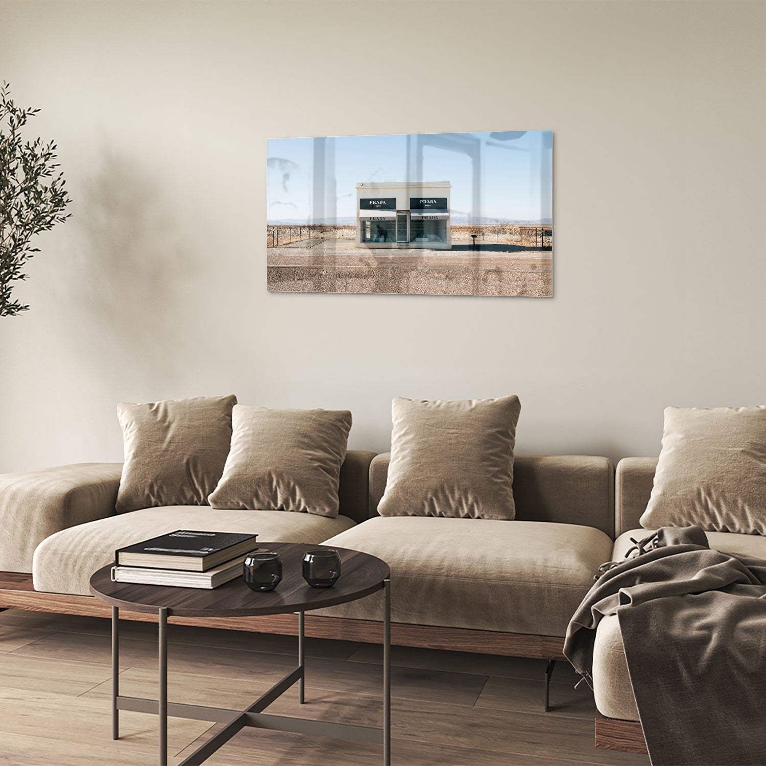 Modernes Glasbild mit einer Wüstenlandschaft – Glasbild aus Sicherheitsglas, Größe 100x60