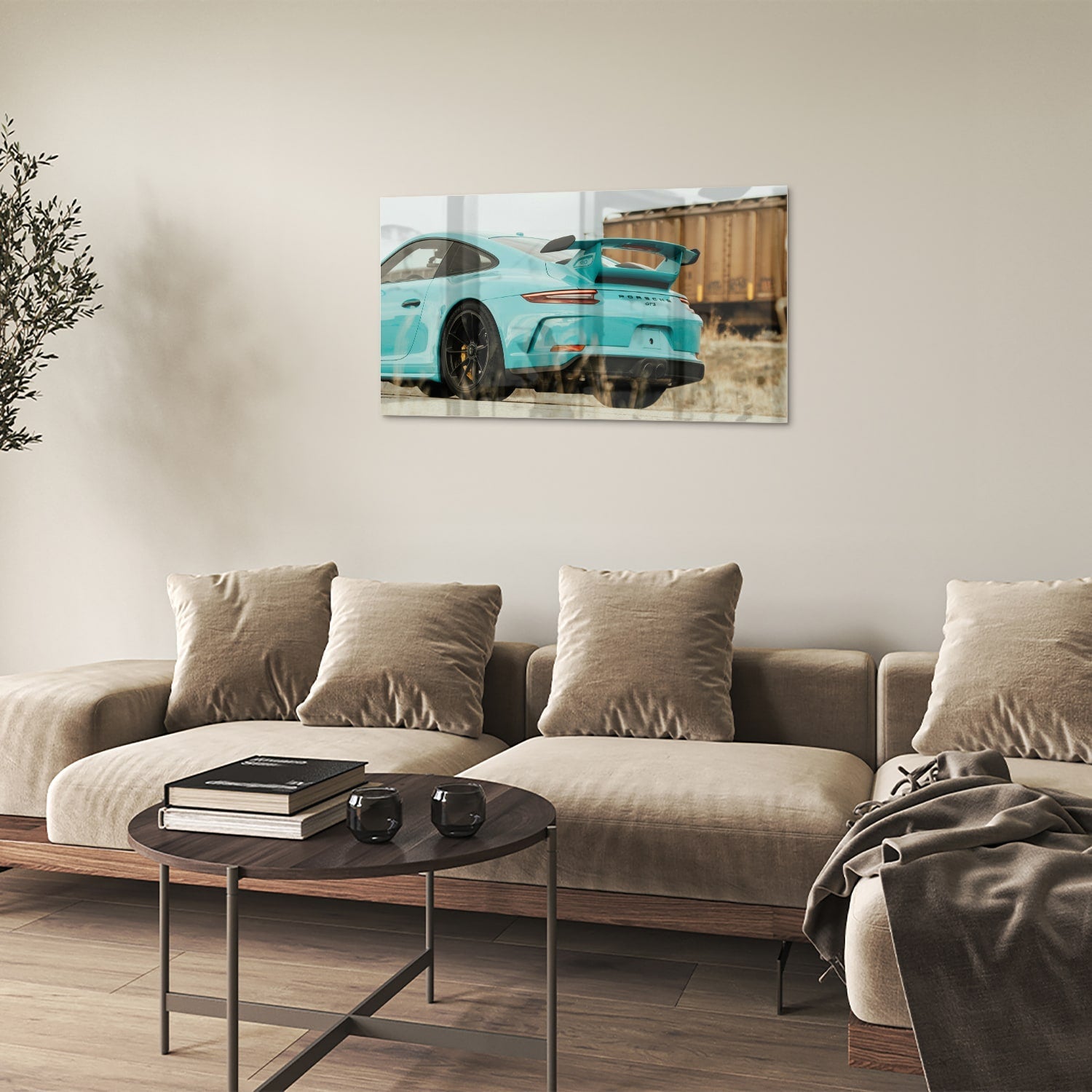 Stilvolles Glasbild mit einem Sportwagen – Glasbild aus Sicherheitsglas, Größe 100x60