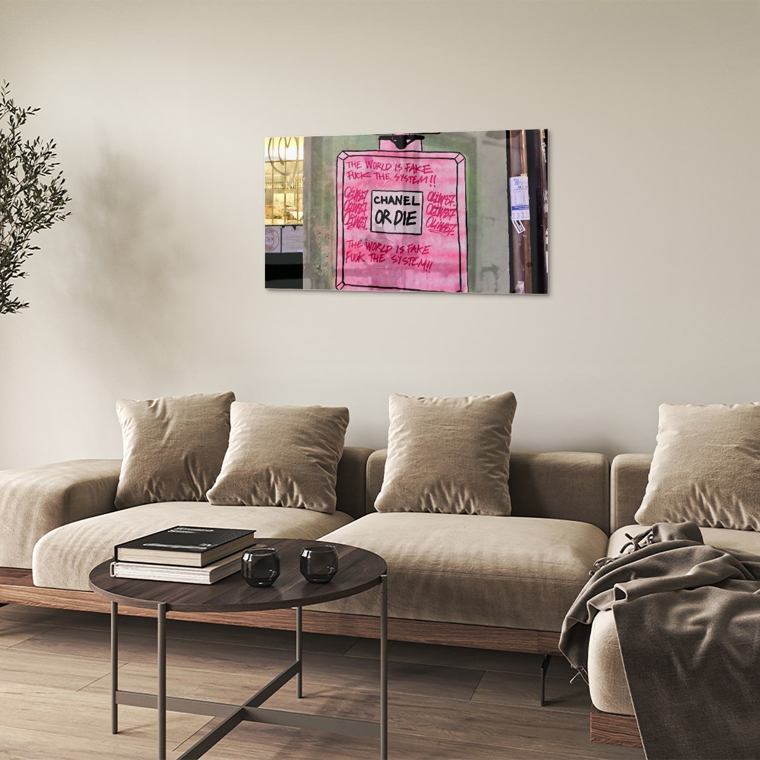 Stilvolles Glasbild: 'Chanel or Die' – Glasbild aus Sicherheitsglas, Größe 100x60