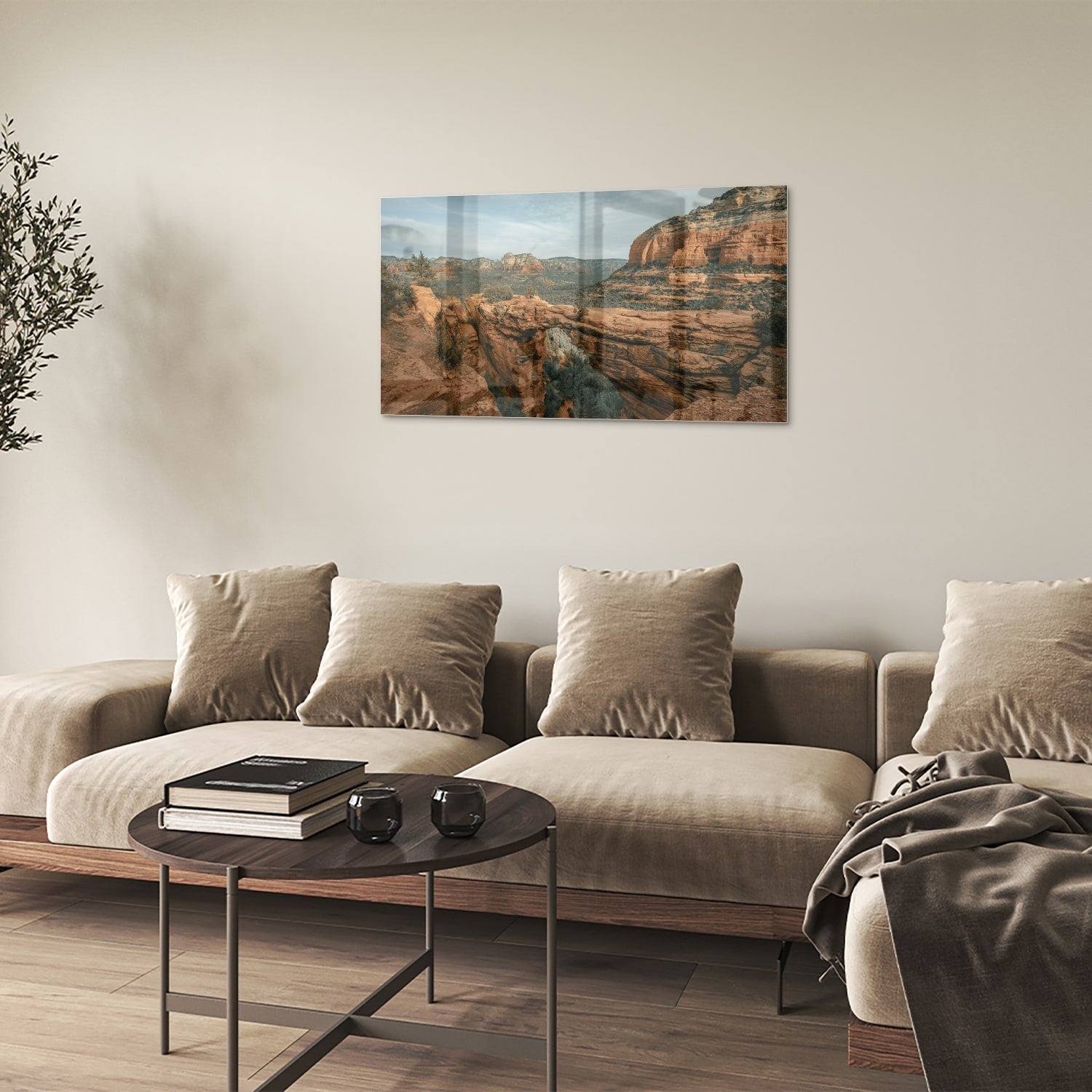 Atemberaubendes Glasbild mit Bergen – Glasbild aus Sicherheitsglas, Größe 100x60