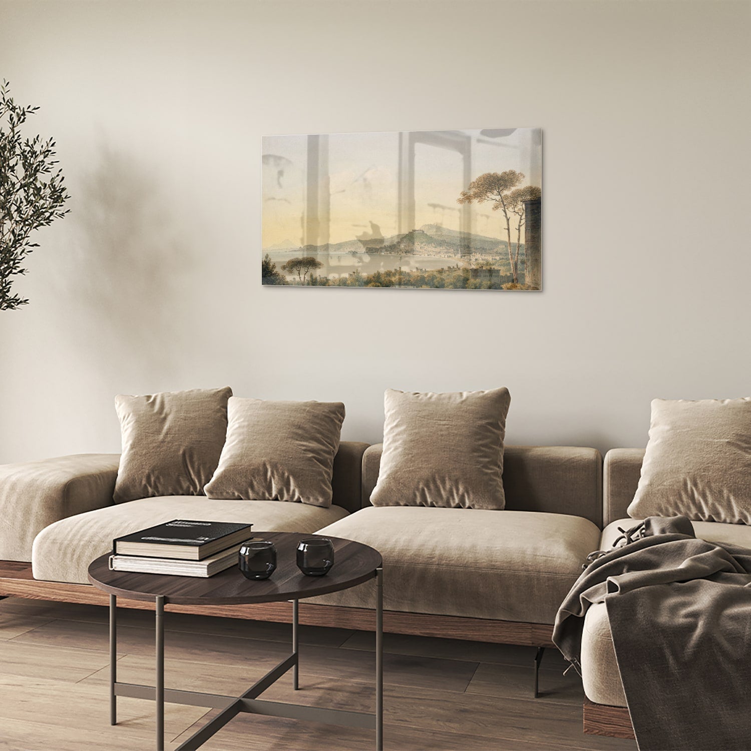 Rustikales Glasbild mit Berglandschaft – Glasbild aus Sicherheitsglas, Größe 100x60