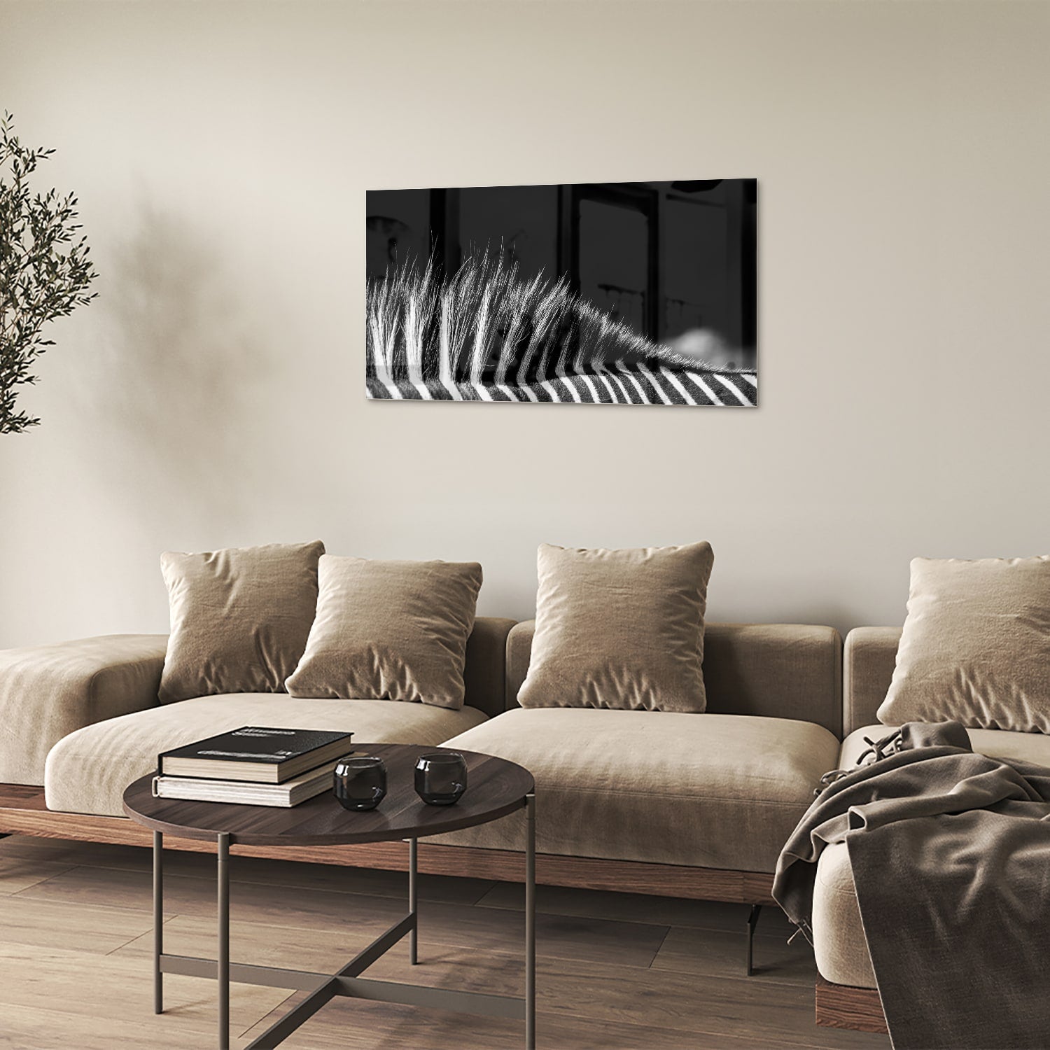 Modernes Schwarz-Weiß-Glasbild – Glasbild aus Sicherheitsglas, Größe 100x60
