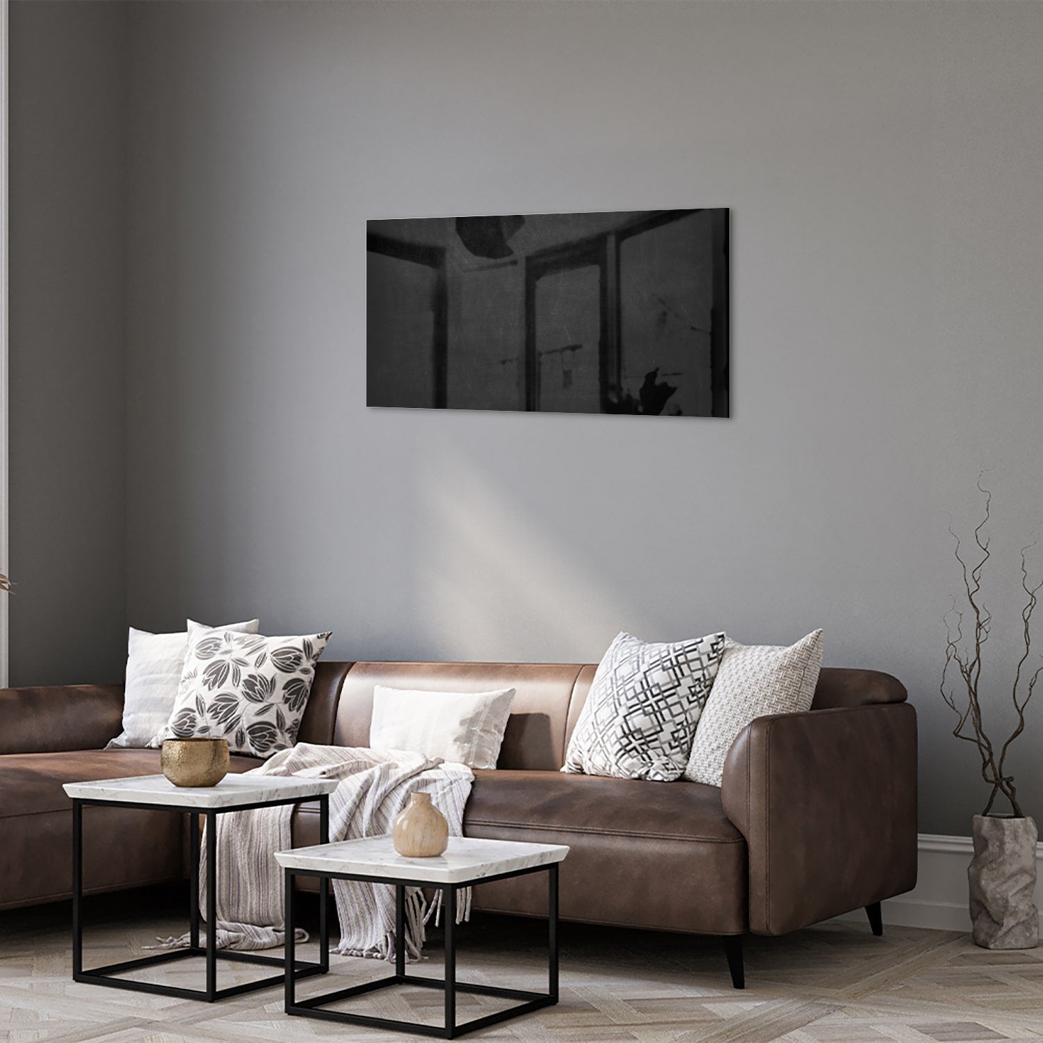Elegantes schwarzes Glasbild für stilvolle Innenräume – Glasbild aus Sicherheitsglas, Größe 125x50