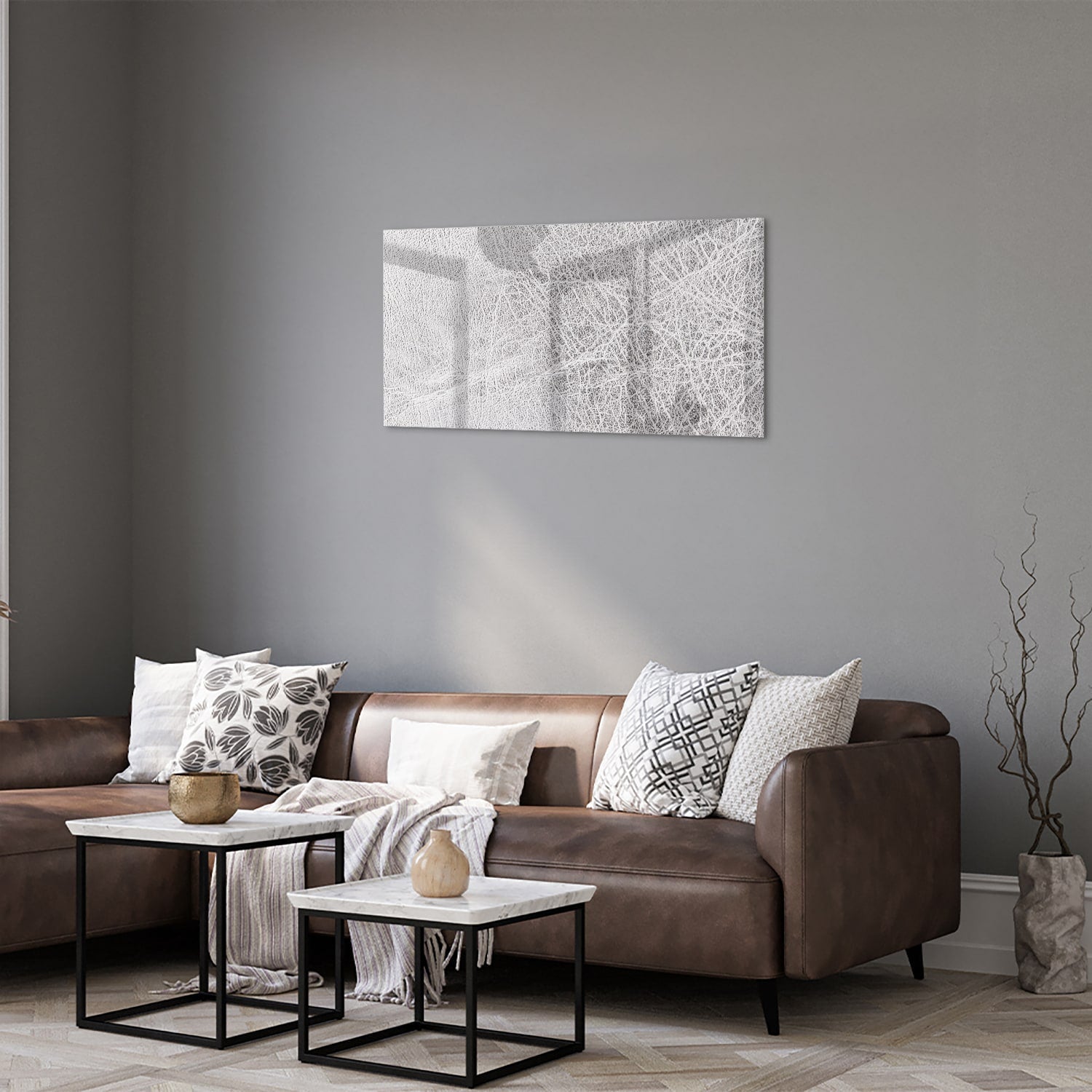 Stilvolles Glasbild mit abstrakten Linien – Glasbild aus Sicherheitsglas, Größe 125x50