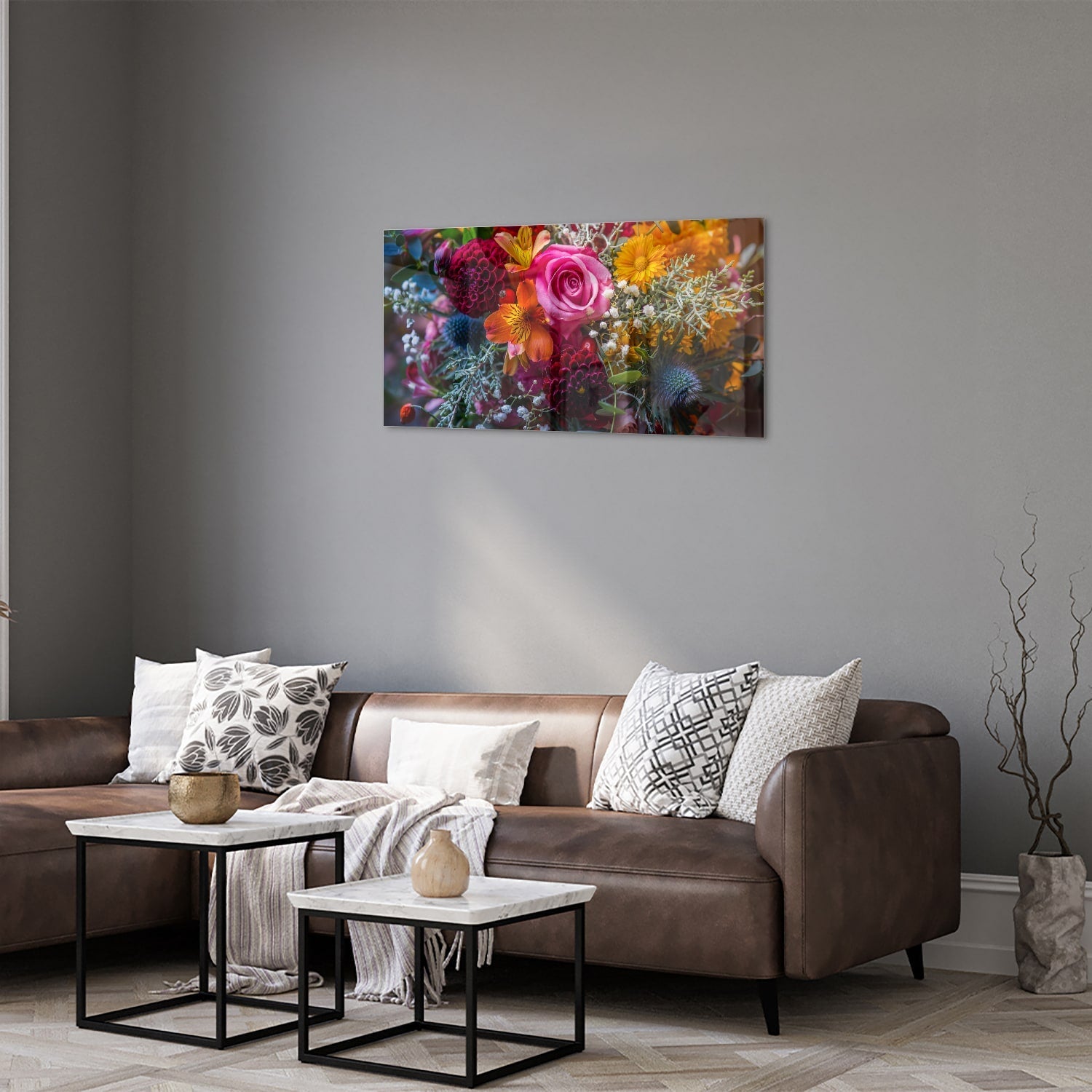 Glasbild – Bunte Blütenpracht – Glasbild aus Sicherheitsglas, Größe 125x50