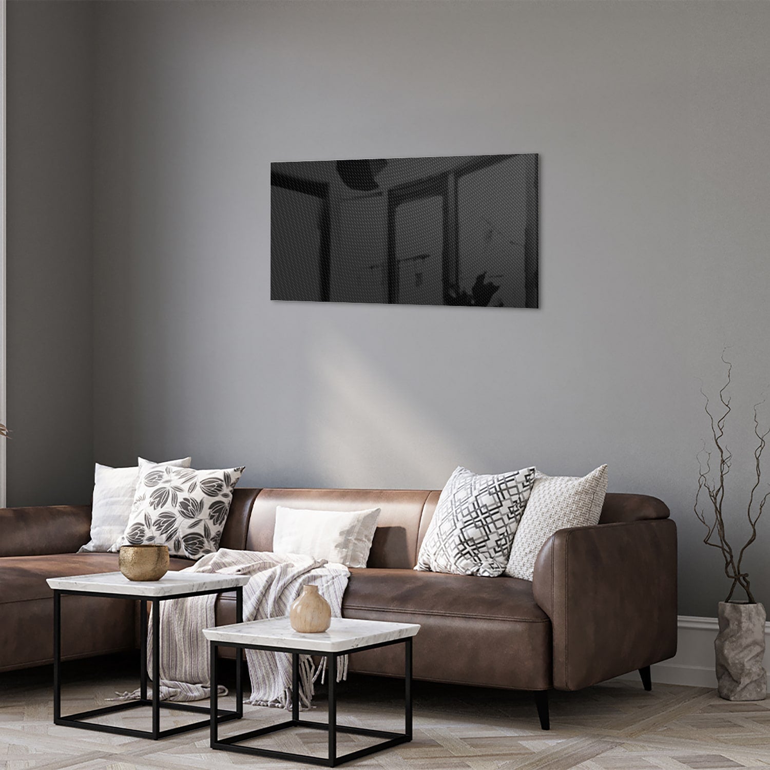 Stilvolles schwarzes Glasbild für moderne Innenräume – Glasbild aus Sicherheitsglas, Größe 125x50