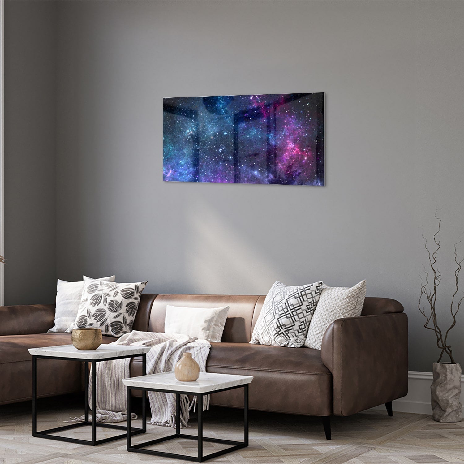 Magisches Glasbild mit dem Universum – Glasbild aus Sicherheitsglas, Größe 125x50
