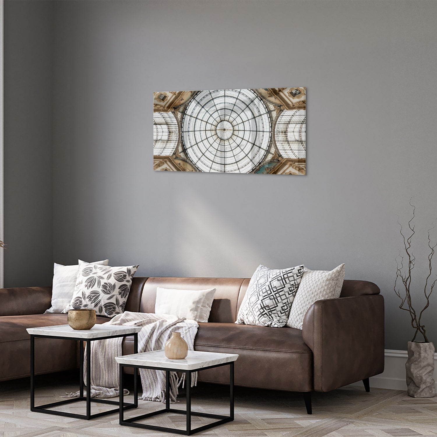 Elegantes Glasbild mit einer kunstvollen Kuppel – Glasbild aus Sicherheitsglas, Größe 125x50