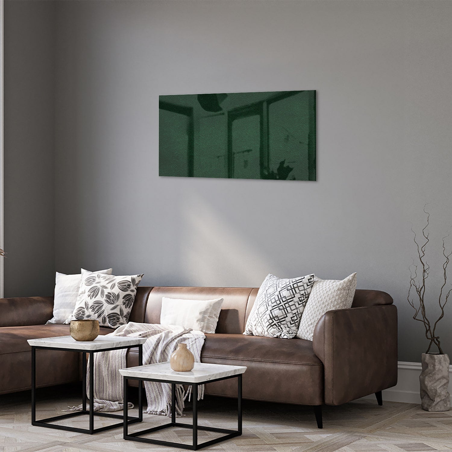 Minimalistisches grünes Glasbild für moderne Einrichtungen – Glasbild aus Sicherheitsglas, Größe 125x50