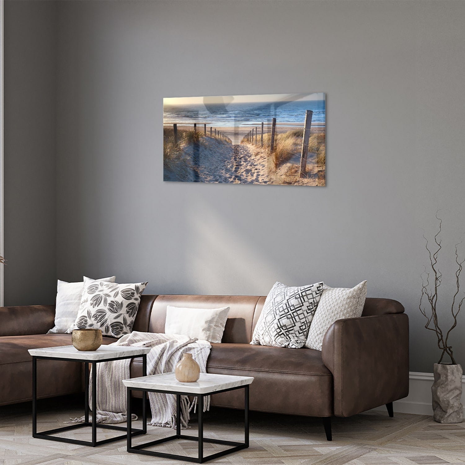 Glasbild – Sandweg zum Strand – Glasbild aus Sicherheitsglas, Größe 125x50