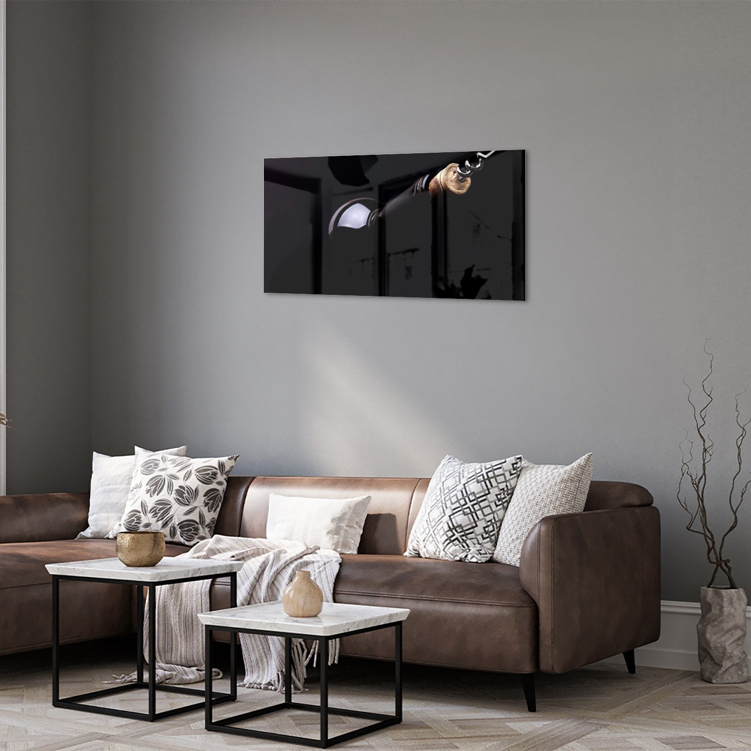 Elegantes Glasbild mit Griff – Glasbild aus Sicherheitsglas, Größe 125x50
