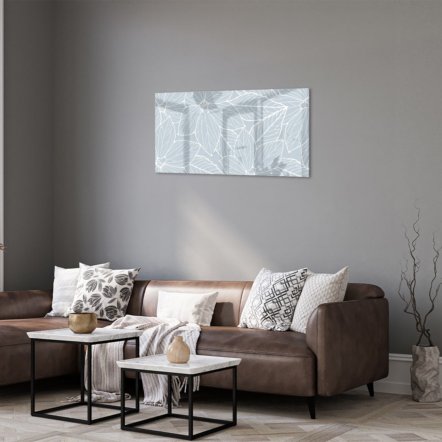 Stilvolles Glasbild mit botanischen Motiven – Glasbild aus Sicherheitsglas, Größe 125x50
