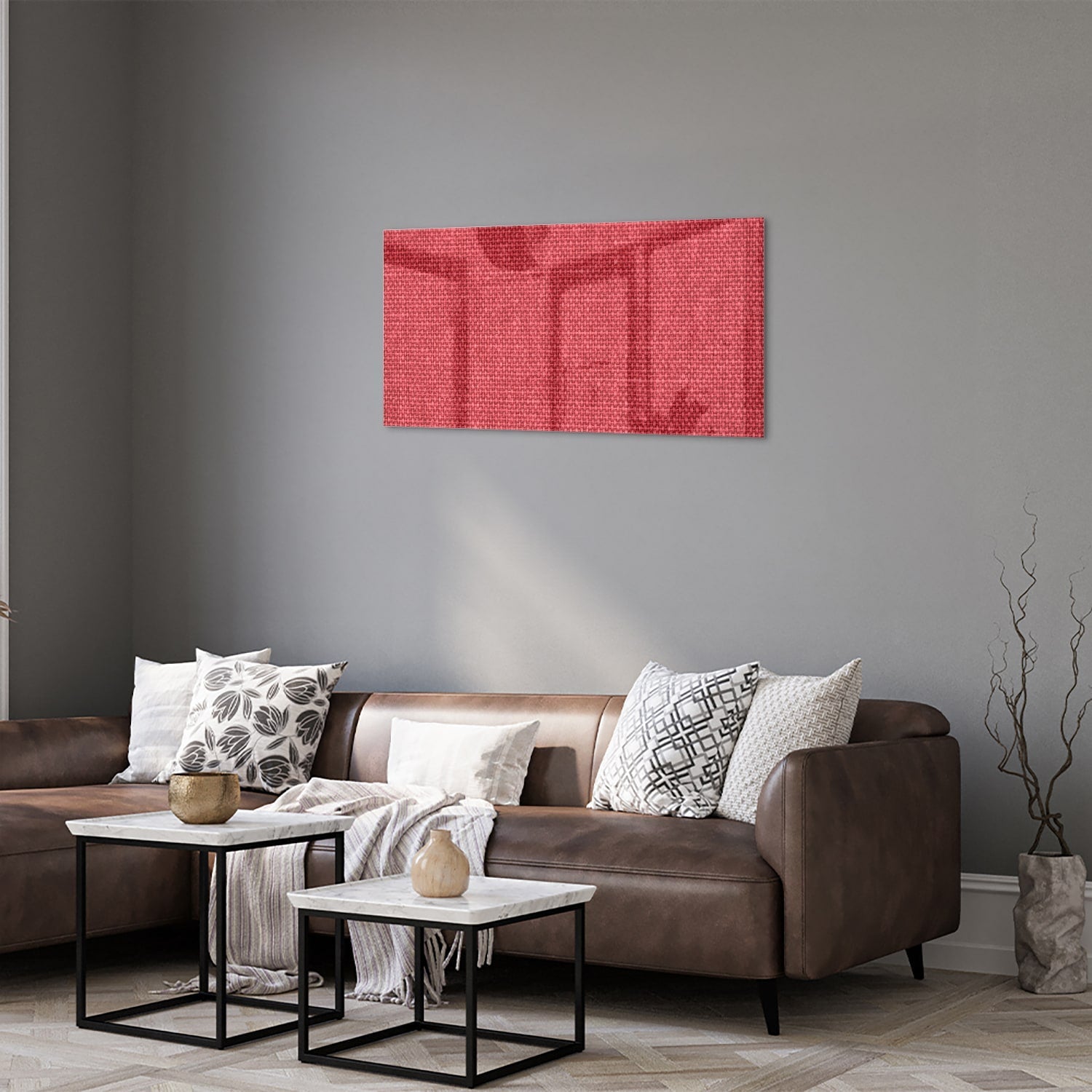 Modernes Glasbild in klarem Rot – Glasbild aus Sicherheitsglas, Größe 125x50