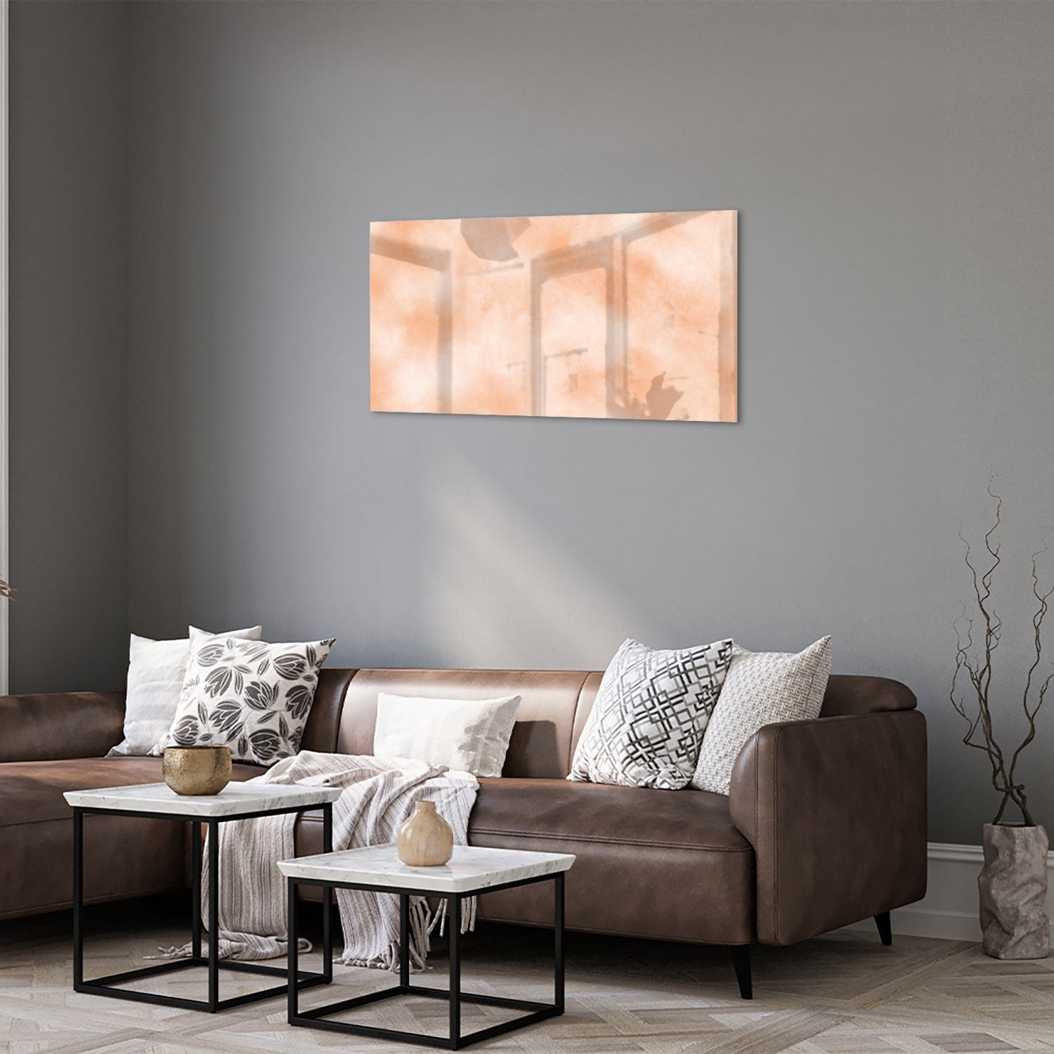 Glasbild in warmen Farbtönen für ein elegantes Interieur – Glasbild aus Sicherheitsglas, Größe 125x50