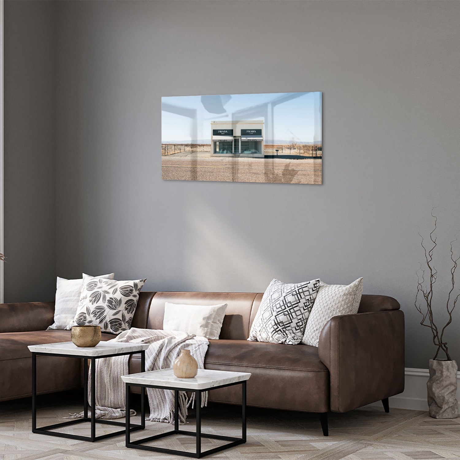 Modernes Glasbild mit einer Wüstenlandschaft – Glasbild aus Sicherheitsglas, Größe 125x50