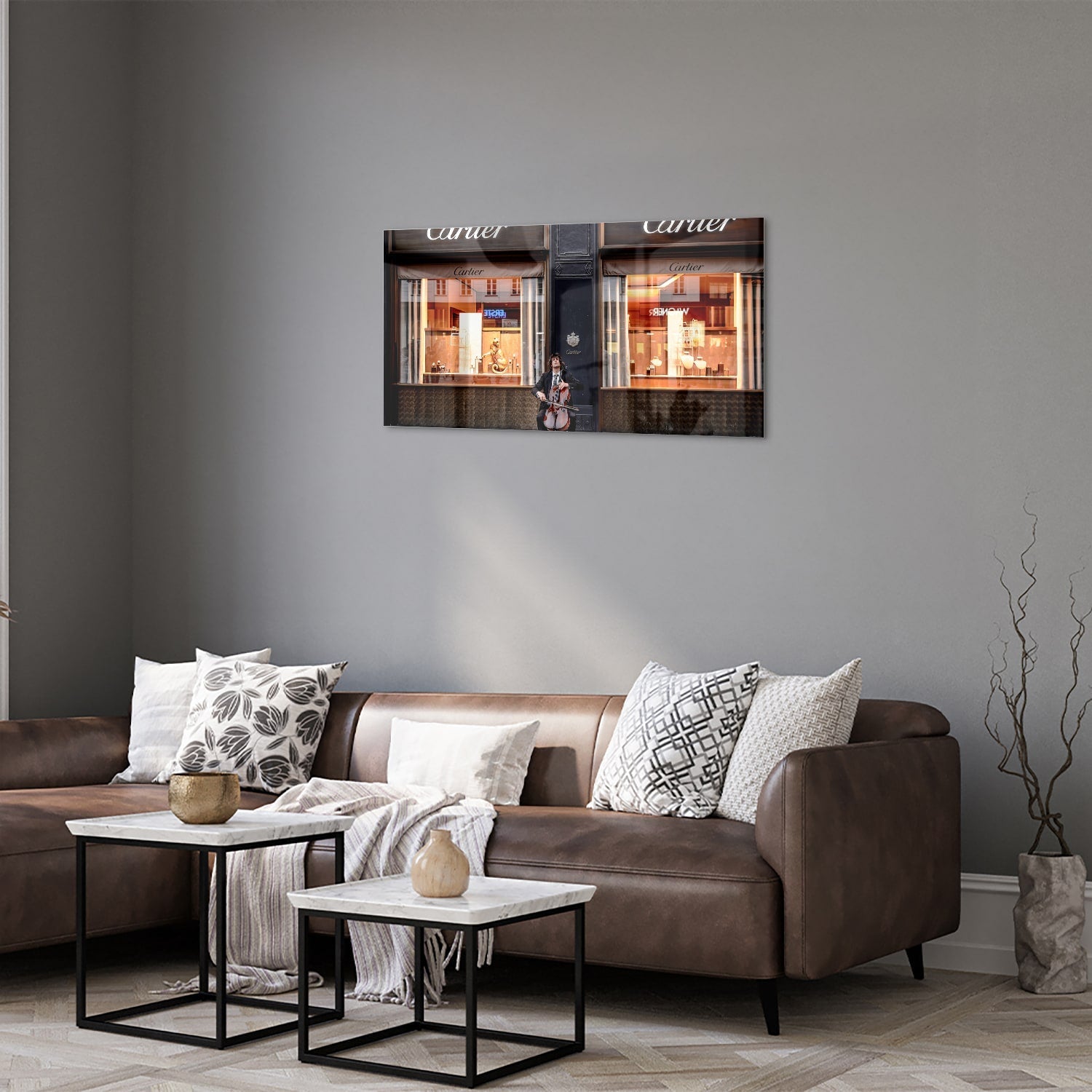 Luxuriöses Cartier-Glasbild für Ihr Interieur – Glasbild aus Sicherheitsglas, Größe 125x50