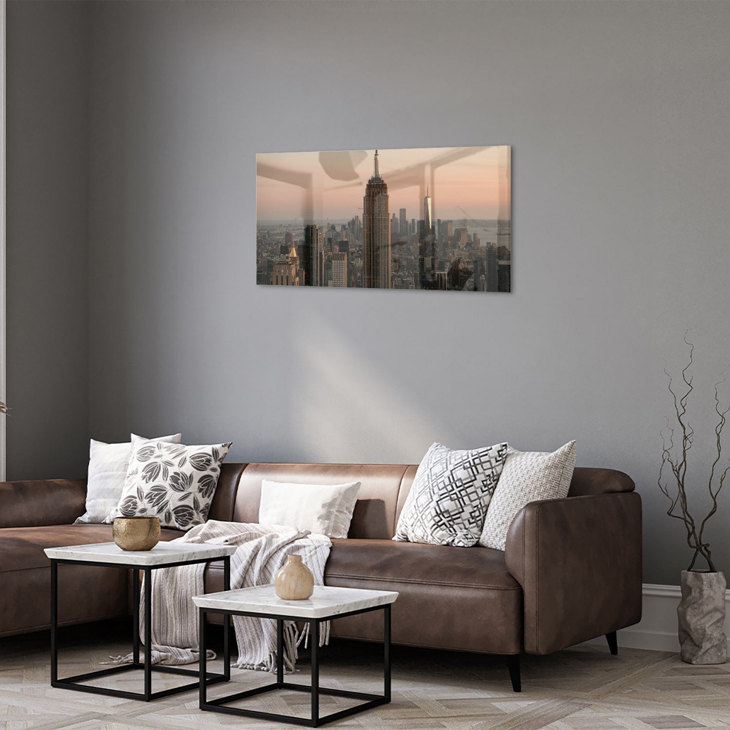 Glasbild mit dem Empire State Building – Glasbild aus Sicherheitsglas, Größe 125x50