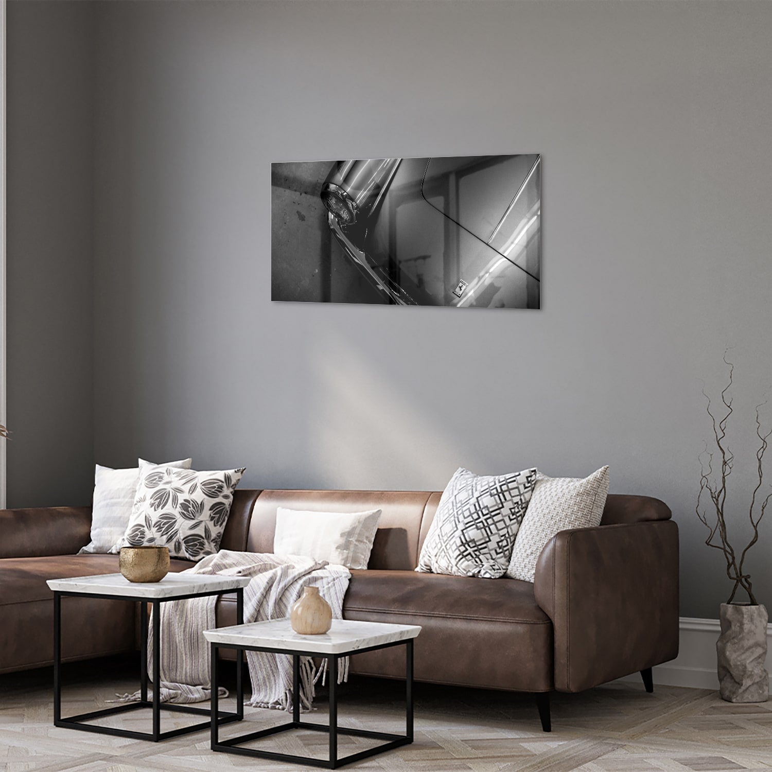 Elegantes Glasbild mit modernem abstraktem Design – Glasbild aus Sicherheitsglas, Größe 125x50