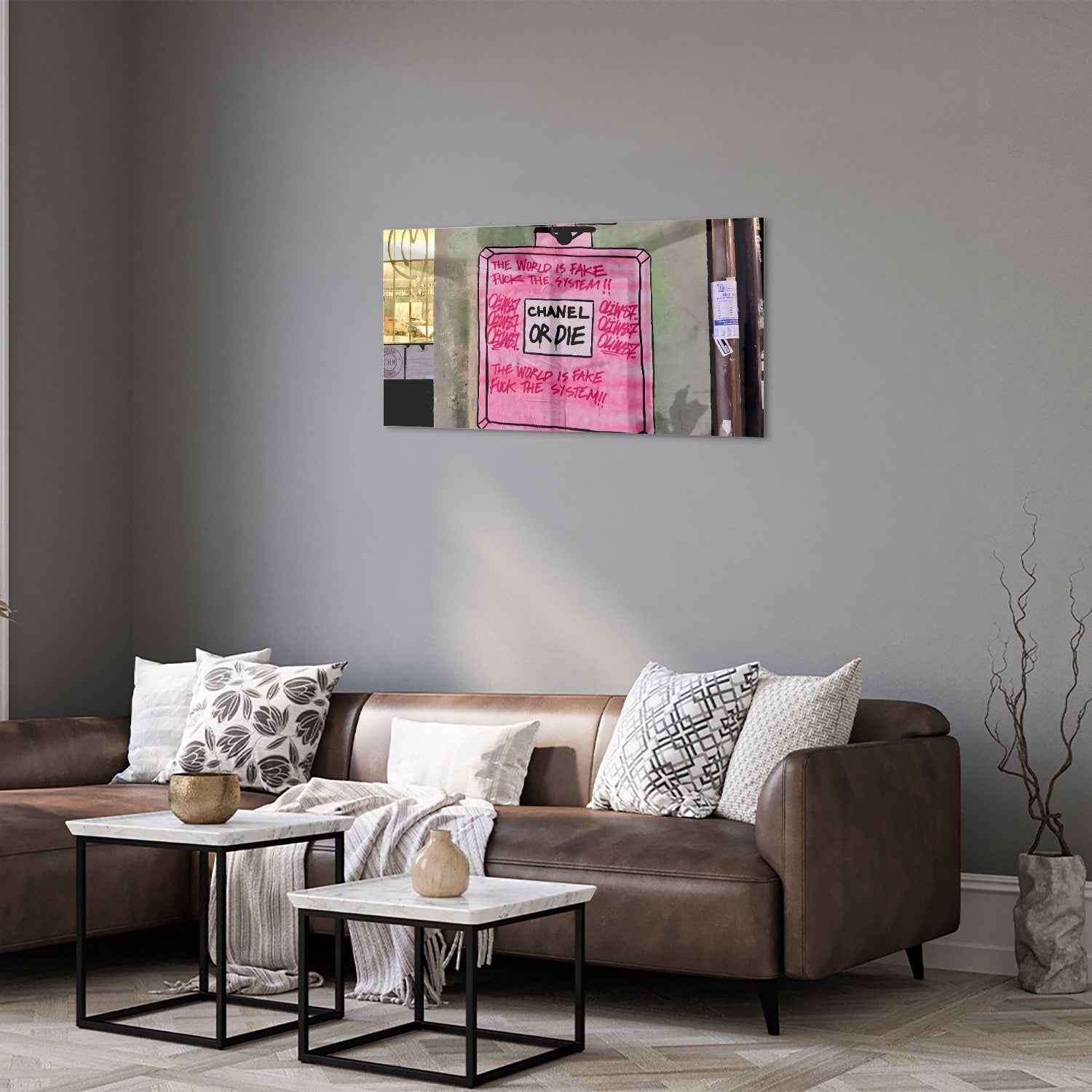 Stilvolles Glasbild: 'Chanel or Die' – Glasbild aus Sicherheitsglas, Größe 125x50