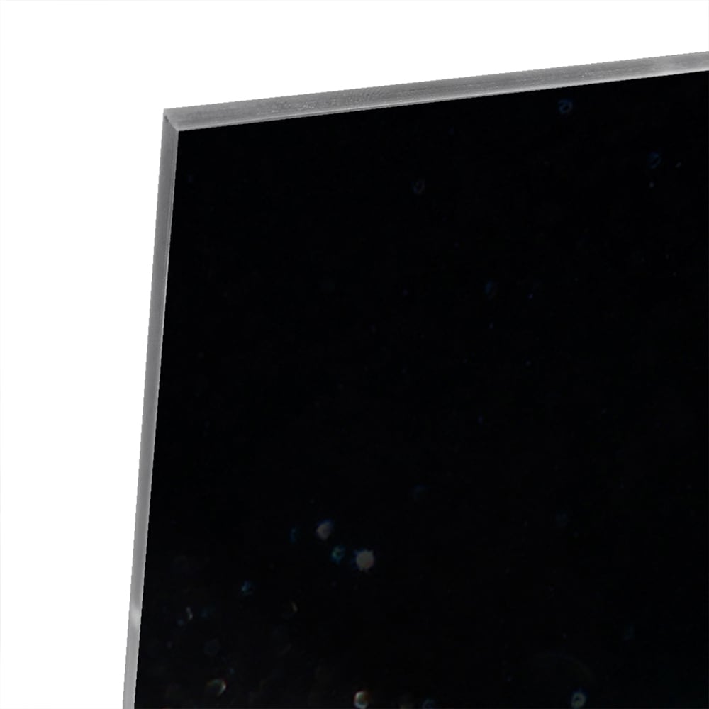 Schwarzes Glasbild mit Sternen und Lichtreflexionen – Glasbild aus Sicherheitsglas, Größe 80x80_rond