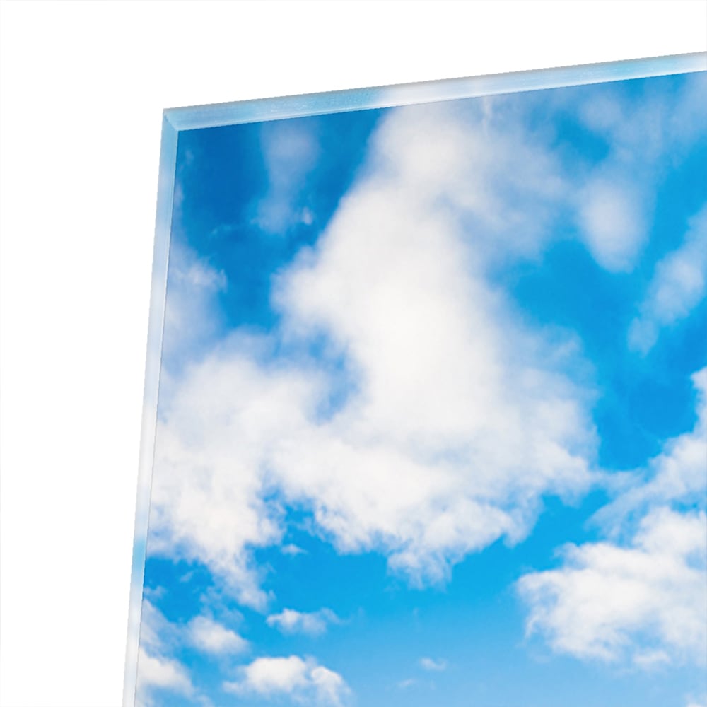 Glasbild mit malerischem Städtchen am Wasser – Glasbild aus Sicherheitsglas, Größe 80x80_rond