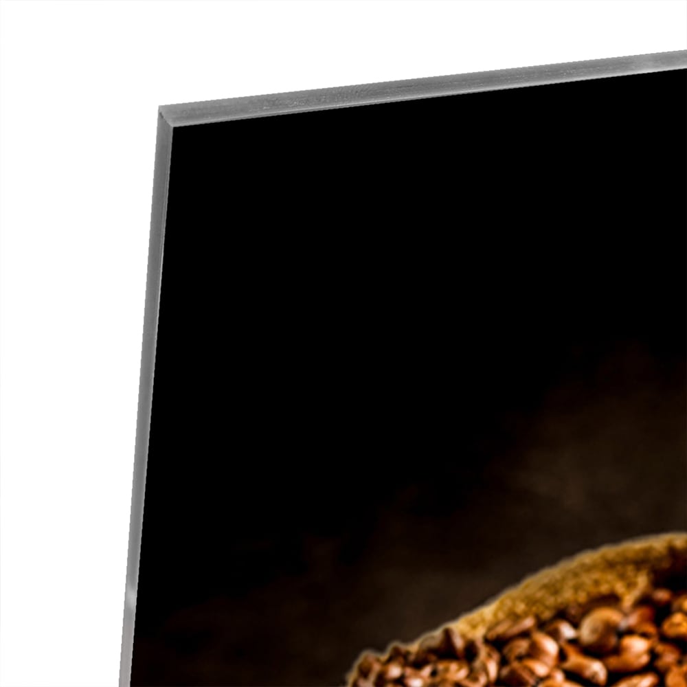 Glasbild mit Kaffee und Natur – Glasbild aus Sicherheitsglas, Größe 80x80_rond