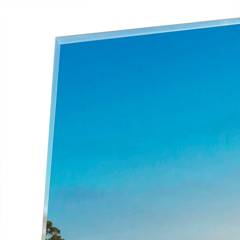 Wunderschönes Glasbild mit Lavendelfeldern – Glasbild aus Sicherheitsglas, Größe 80x80_rond