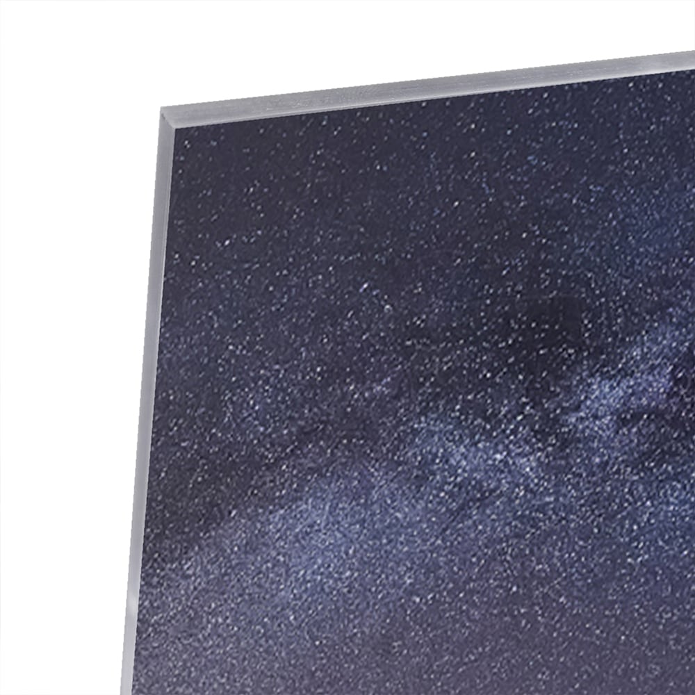 Glasbild: Sternenhimmel und Berge – Glasbild aus Sicherheitsglas, Größe 80x80_rond