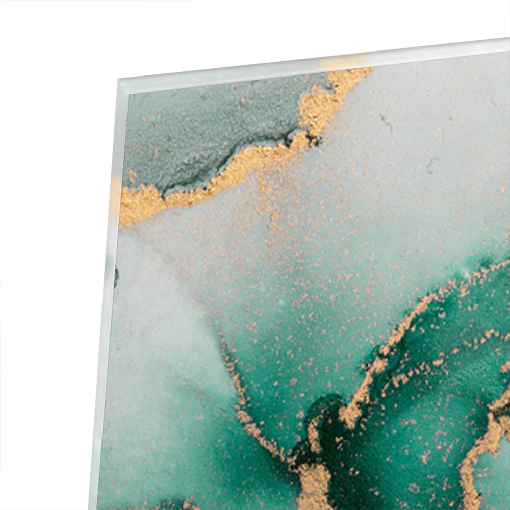 Elegantes Glasbild in grünen Farbtönen – Glasbild aus Sicherheitsglas, Größe 80x80_rond
