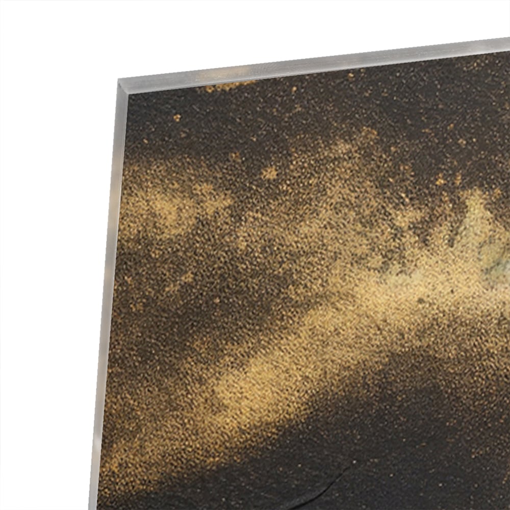 Modernes Glasbild mit goldenen Akzenten – Glasbild aus Sicherheitsglas, Größe 80x80_rond
