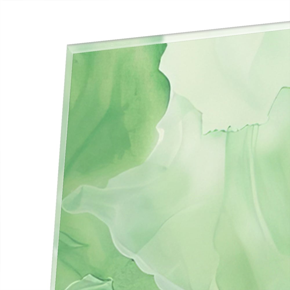 Grünes marmoriertes Glasbild für moderne Innenräume – Glasbild aus Sicherheitsglas, Größe 80x80_rond