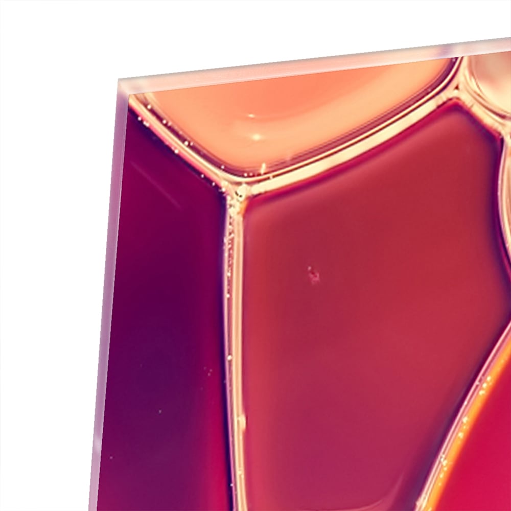 Abstraktes Glasbild in warmen Farben – Glasbild aus Sicherheitsglas, Größe 80x80_rond