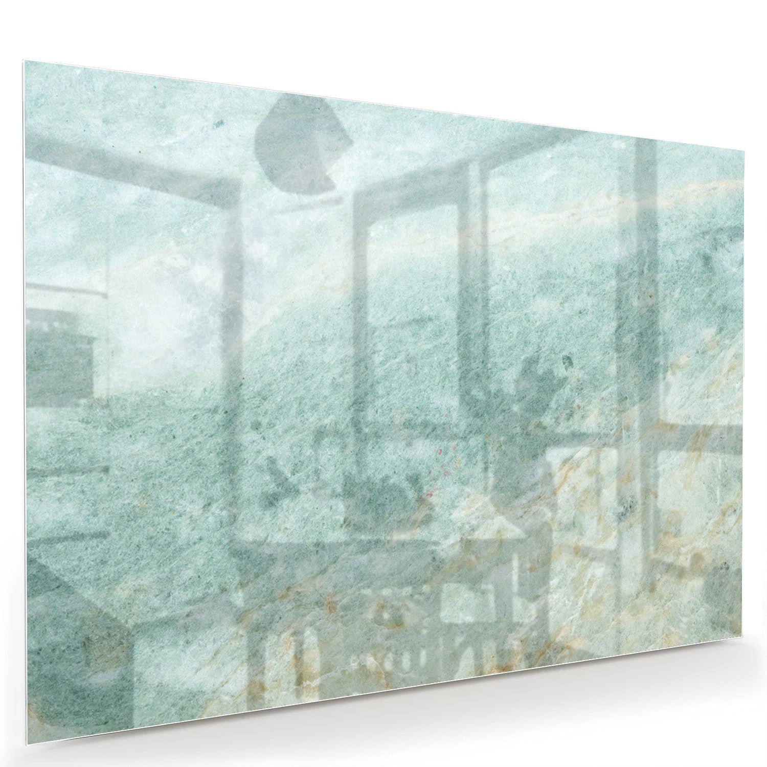 Abstraktes Glasbild in raffinierten Grüntönen – Glasbild aus Sicherheitsglas, Größe 60x40