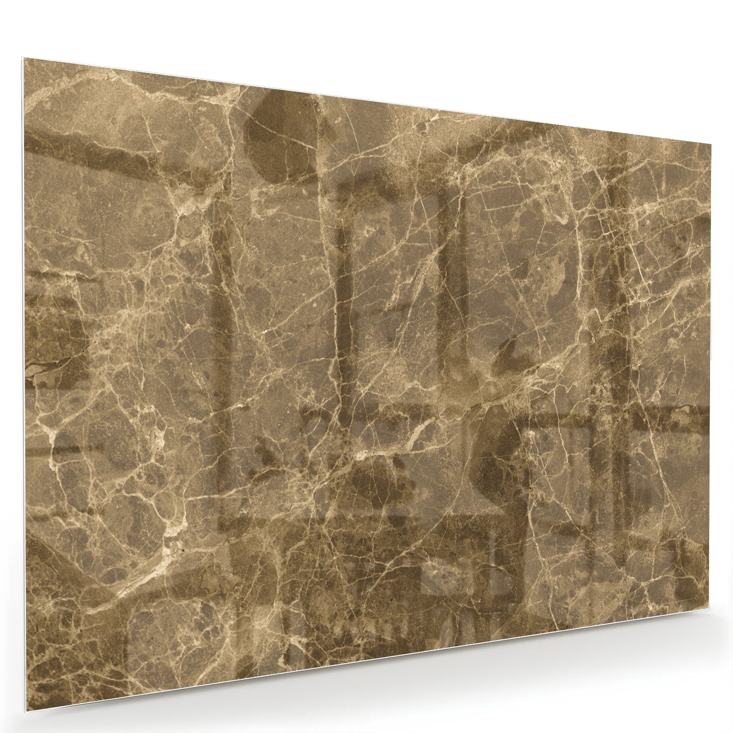 Goldfarbenes Glasbild mit Marmoreffekt – Glasbild aus Sicherheitsglas, Größe 60x40