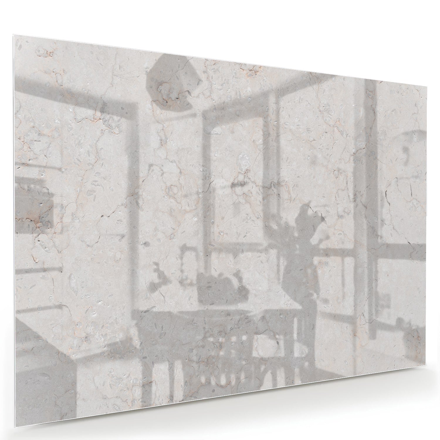 Abstraktes Glasbild mit heller Marmoroptik – Glasbild aus Sicherheitsglas, Größe 60x40