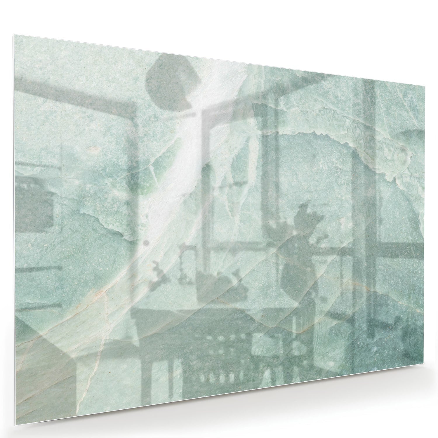Abstraktes grünes Glasbild für moderne Innenräume – Glasbild aus Sicherheitsglas, Größe 60x40