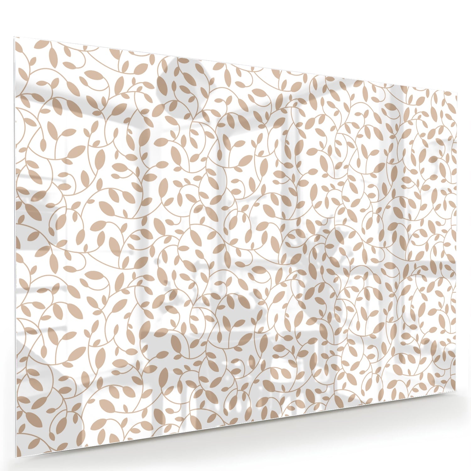Elegantes Glasbild mit Blattmuster – Glasbild aus Sicherheitsglas, Größe 60x40