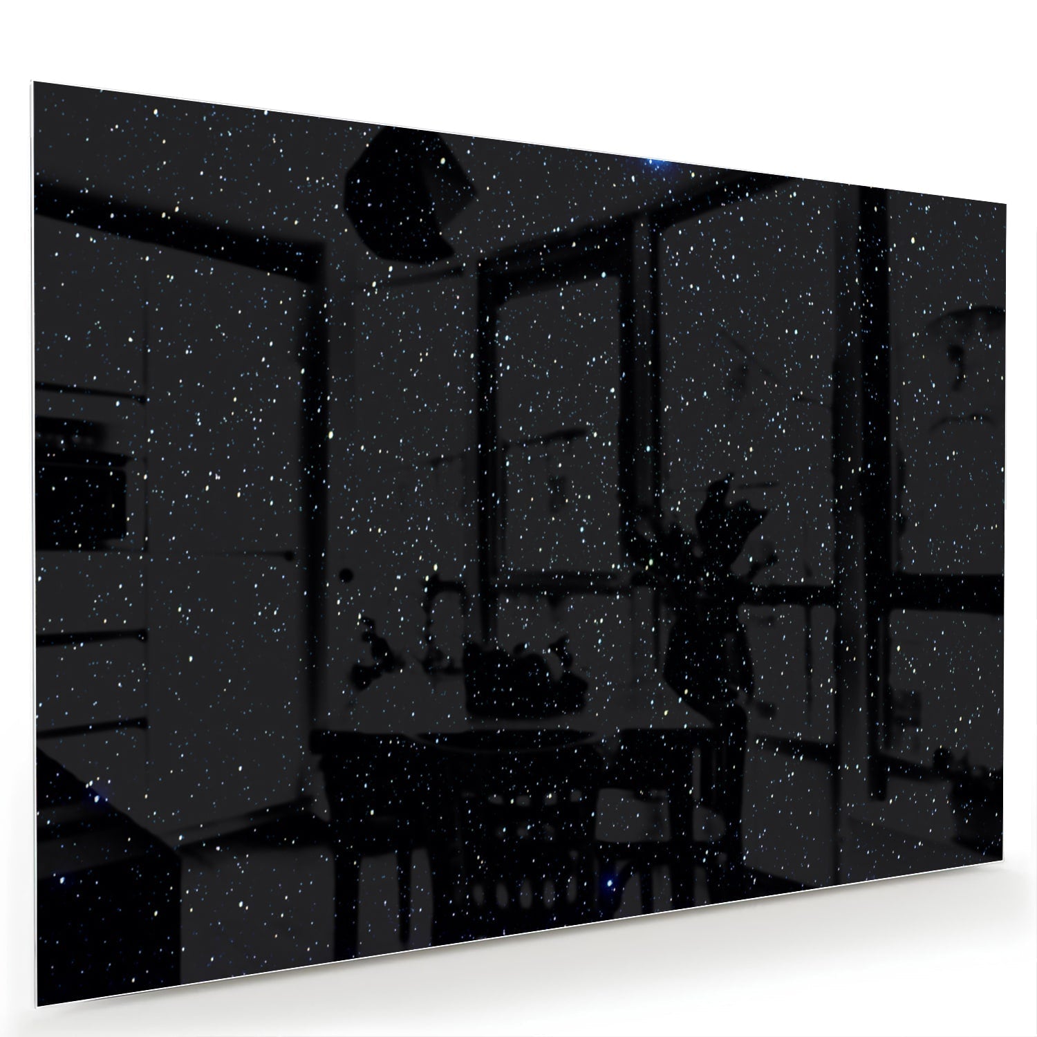 Glasbild mit Sternen auf schwarzem Hintergrund – Glasbild aus Sicherheitsglas, Größe 60x40
