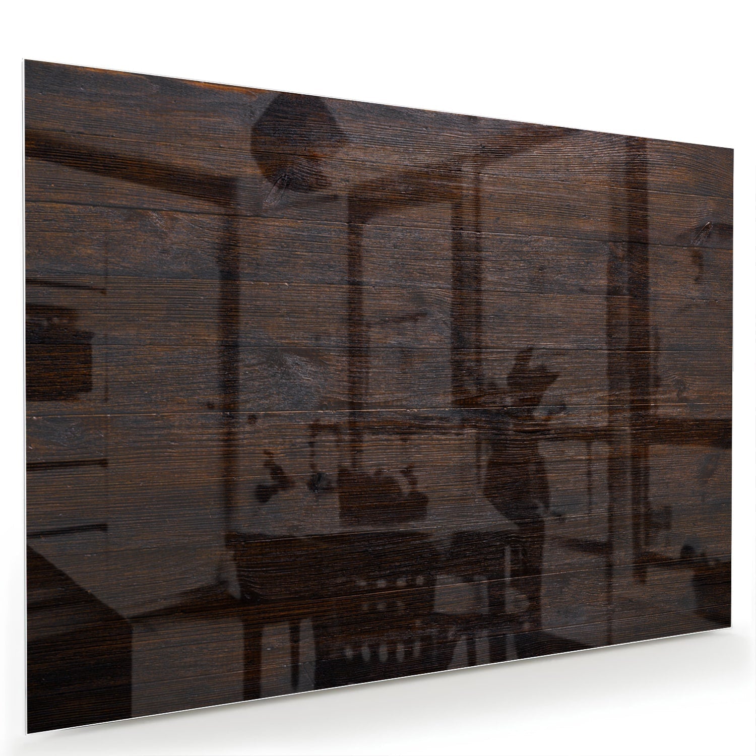 Modernes Glasbild mit warmen Holztönen – Glasbild aus Sicherheitsglas, Größe 60x40