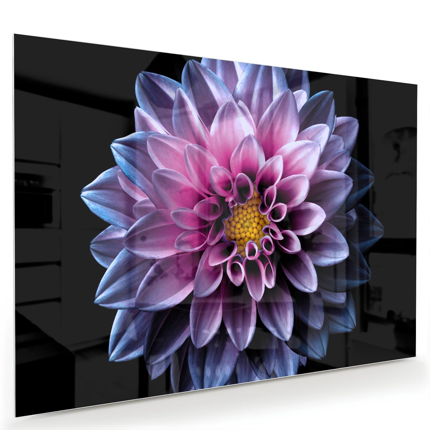 Elegantes Glasbild mit rosa Blume – Glasbild aus Sicherheitsglas, Größe 60x40