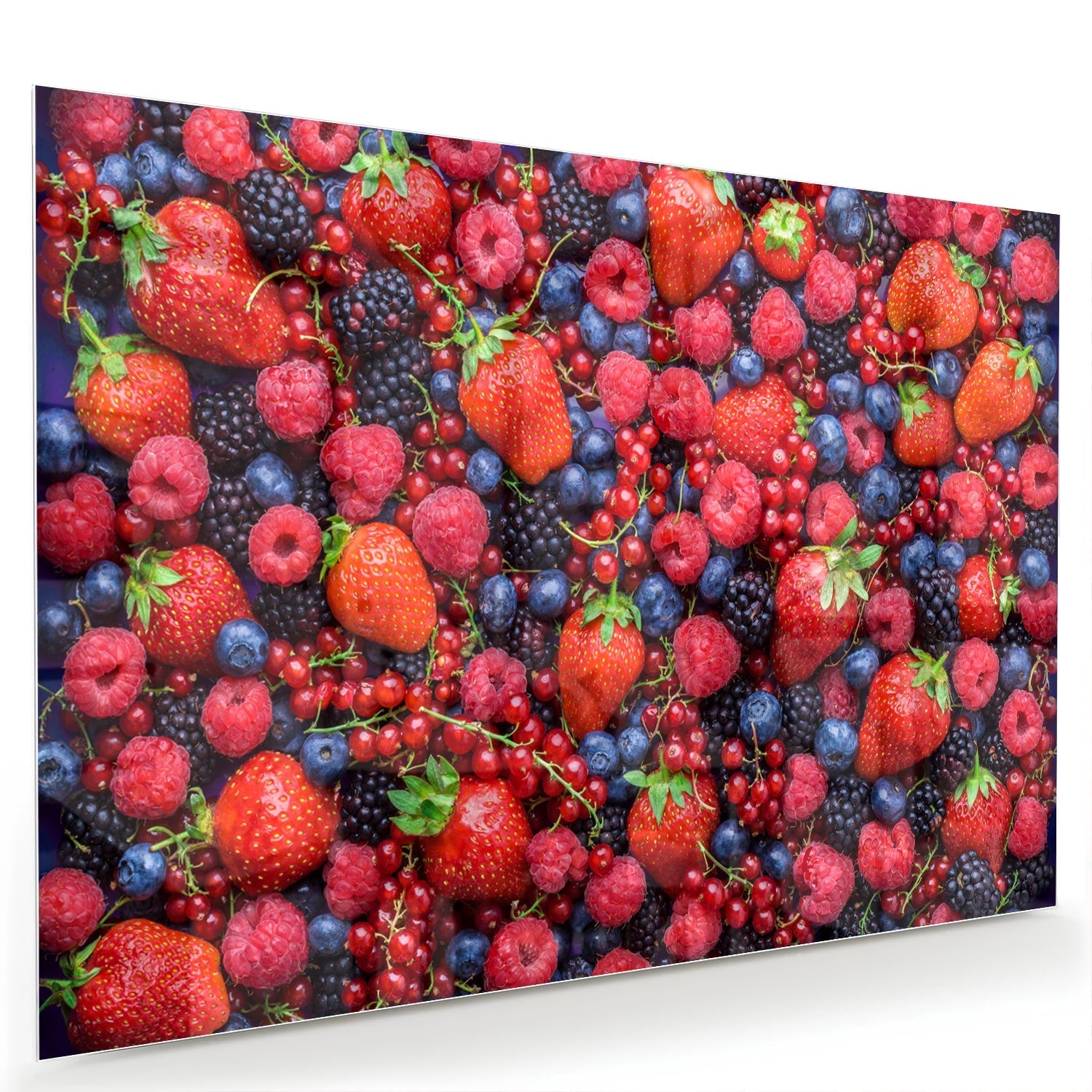 Farbenfrohes Glasbild mit Beeren und Früchten – Glasbild aus Sicherheitsglas, Größe 60x40
