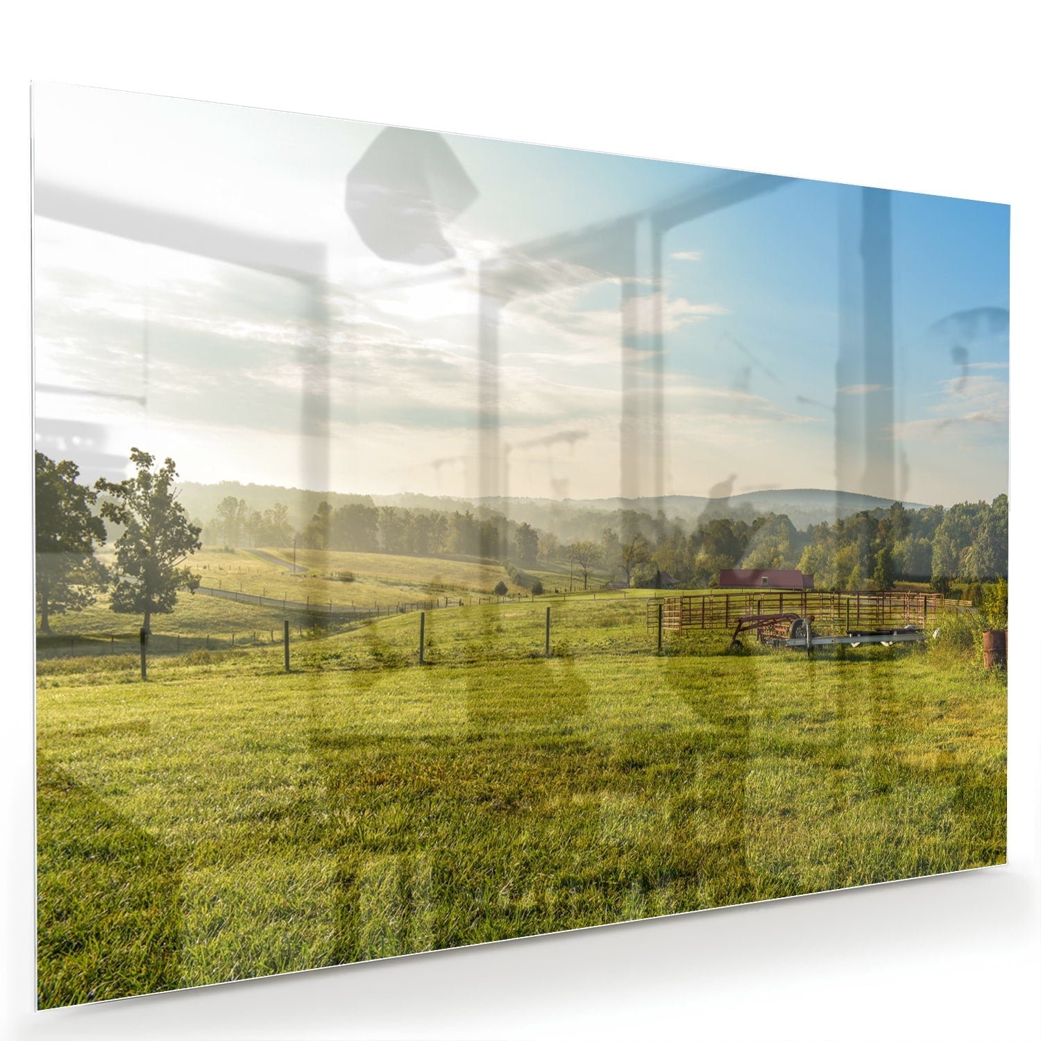 Glasbild mit atemberaubender grüner Wiese – Glasbild aus Sicherheitsglas, Größe 60x40