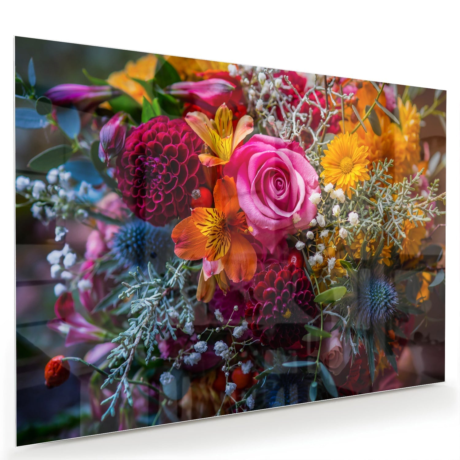 Glasbild – Bunte Blütenpracht – Glasbild aus Sicherheitsglas, Größe 60x40