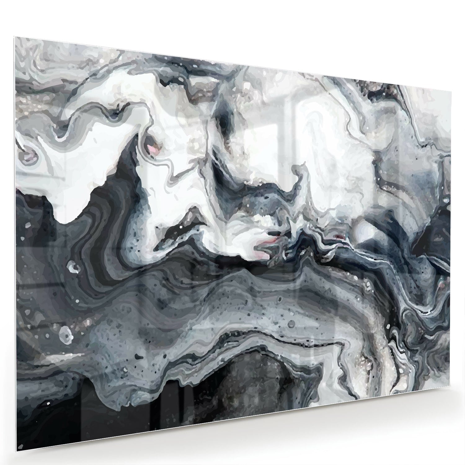 Abstraktes Glasbild in Grautönen – Glasbild aus Sicherheitsglas, Größe 60x40