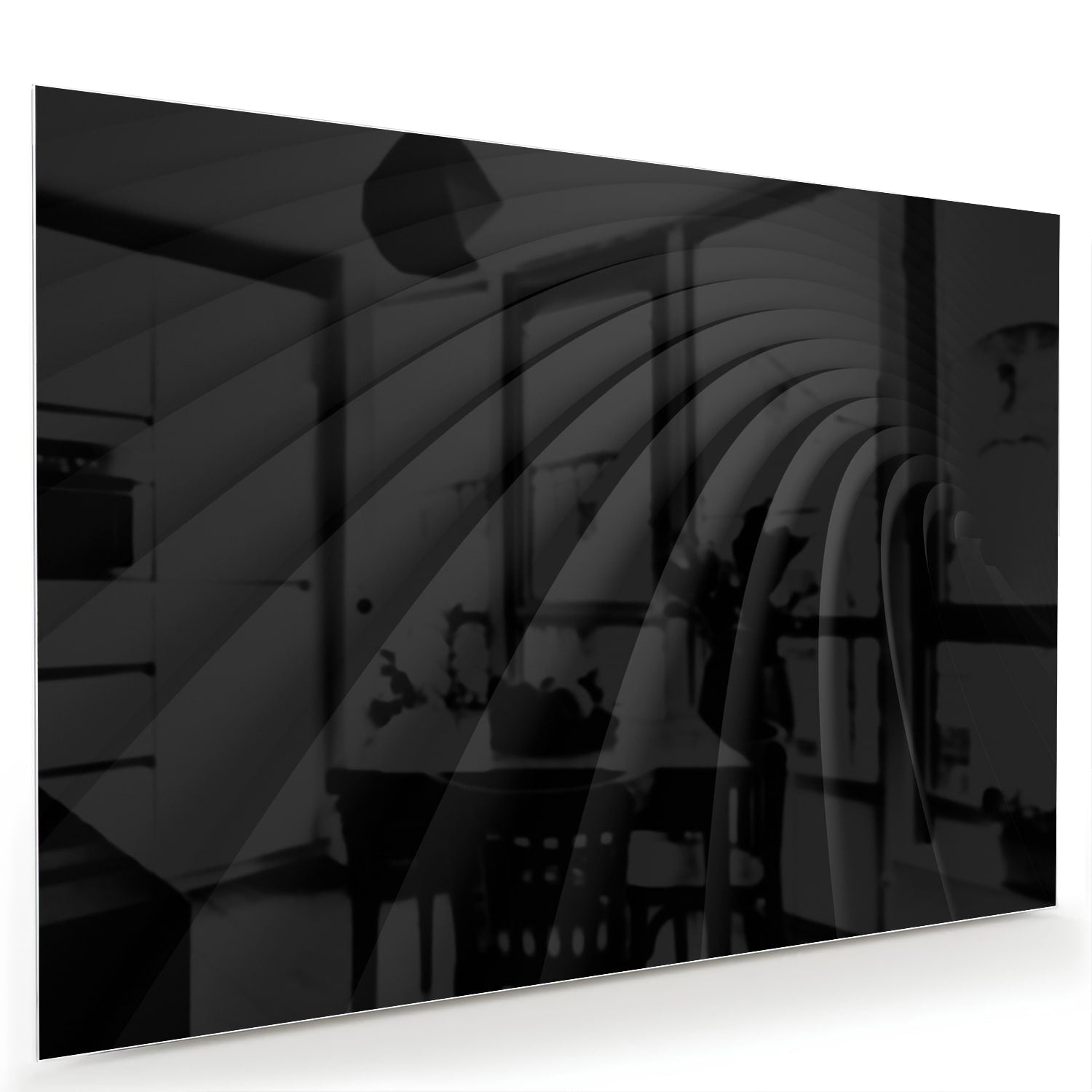 Elegantes schwarzes Glasbild für ein modernes Interieur – Glasbild aus Sicherheitsglas, Größe 60x40