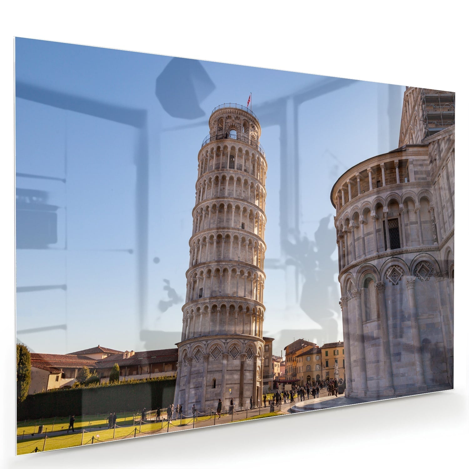 Glasbild mit dem Schiefen Turm von Pisa – Glasbild aus Sicherheitsglas, Größe 60x40